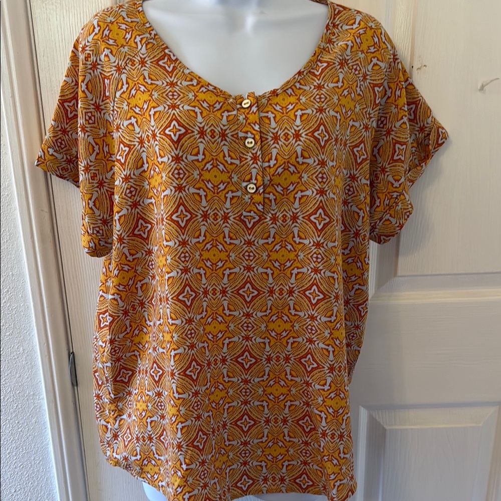 Velvet Orange Flutter Sleeve Tunic with Relaxed Fit